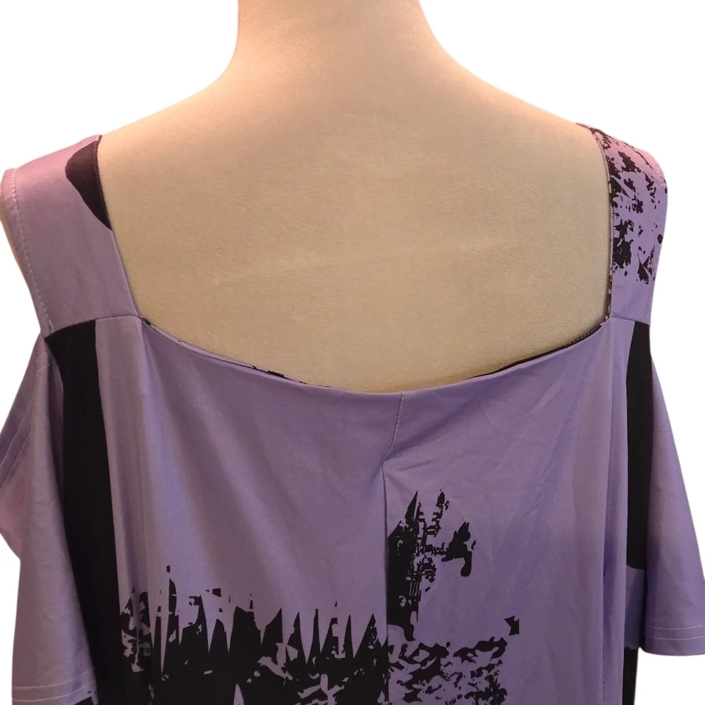 Shein 3XL Elegant Purple and Black Women's Cold Shoulder Maxi Dress Silky Soft - Picture 7 of 15
